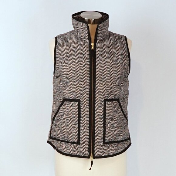 J.CREW Jackets & Blazers - J Crew Excursion Herringbone Printed Quilted Down Puffer Vest - Size Small
